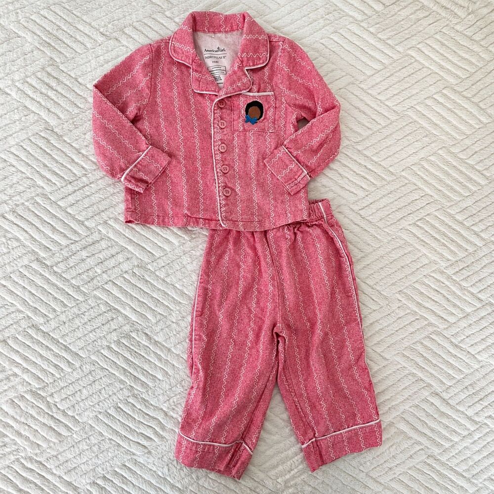American Girl x Posh Peanut 6-12M Addy Walker Pink Pajama Set Embroidered Pocket